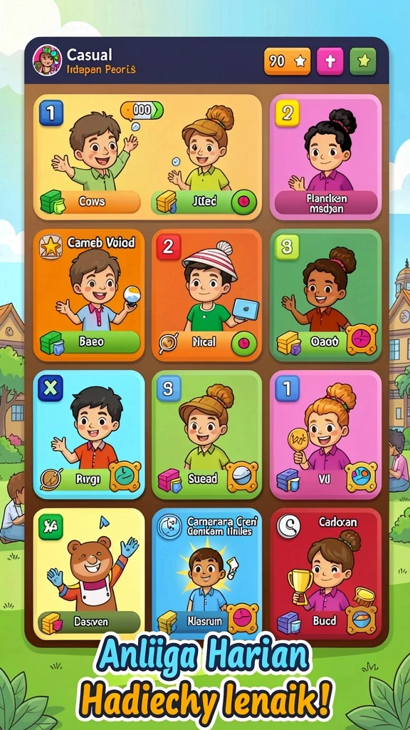 Tangkapan layar dengan grafik mempertontonkan desain karakter yang menarik.